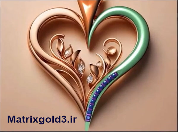 آموزش matrixgold طراحی  گردنبند طلا زنانه طرح قلب و شکوفه